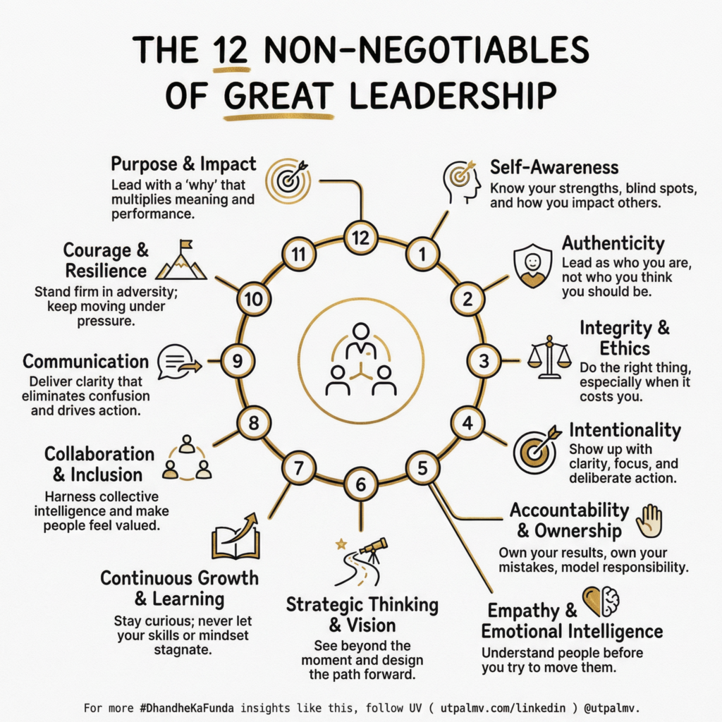 12 Non-Negotiables of Great Leadership: A Visual Framework for High-Performing Founders and Executives
