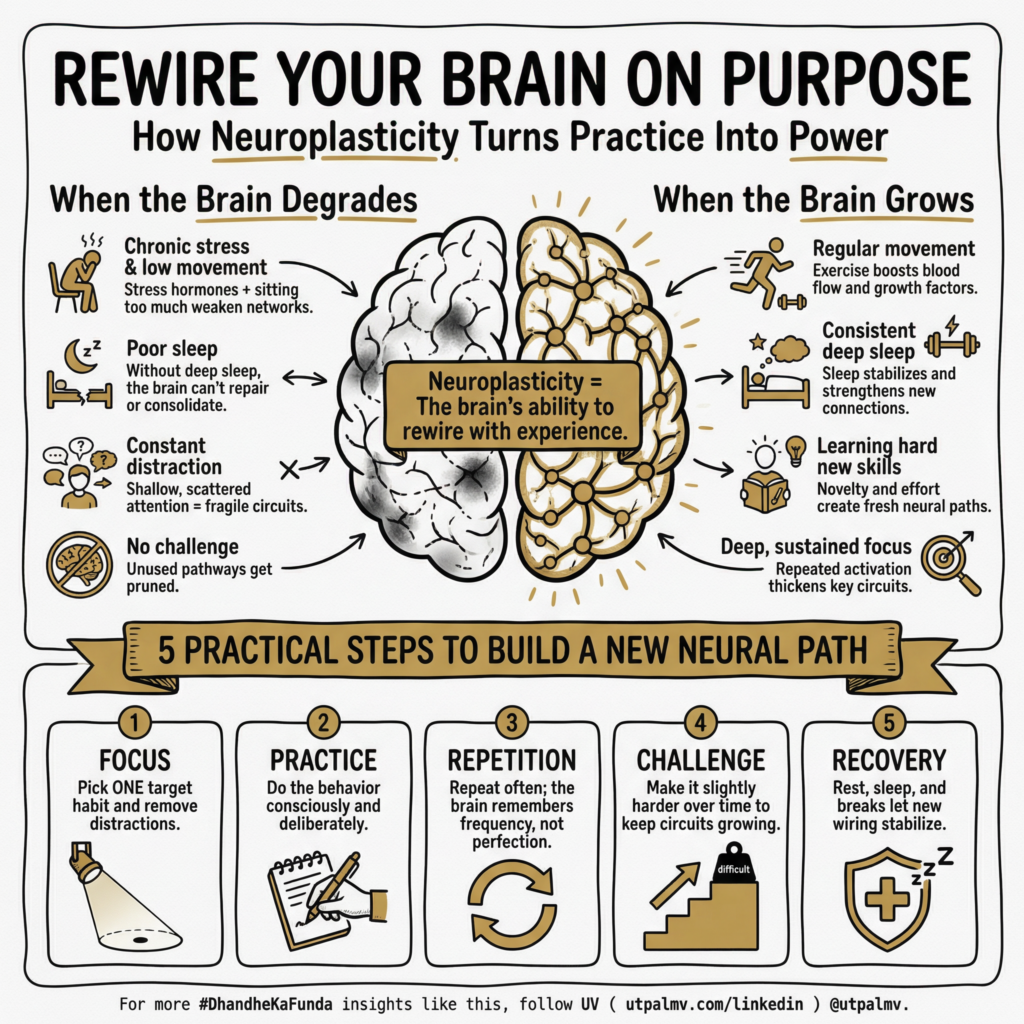 Rewire Your Brain On Purpose: A Visual Guide to Neuroplasticity, Focus, and Habit Building